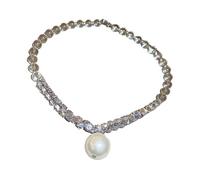 SHINROAD Collier de perles élégant art exquis pour les femmes imitation blanche avec perles strass - Accessoire de cou -Tea Party Mariage, Faux Perles, Pierre secondaire, perles d'imitation, Pierre