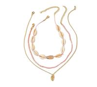 SHINROAD Collier galvanisé sans décoloration 3 pièces/ensemble de perles coquillage léger pendentif pendentif bohème bijoux océan accessoires, Métal, Pierre secondaire