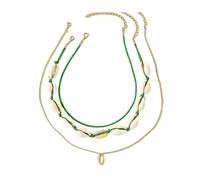 SHINROAD Collier galvanisé sans décoloration 3 pièces/ensemble de perles coquillage léger pendentif pendentif bohème bijoux océan accessoires, Métal, Pierre secondaire