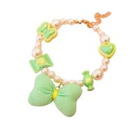 SHINROAD Collier mignon pour animal de compagnie avec pendentif en forme de cœur - Décoration de bonbons - Nœud en fausses perles - Collier réglable pour chiots et chatons - Accessoires colorés de