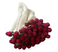 SHINROAD Couverture au crochet pour bouquet de fleurs au crochet - Décoration d'intérieur légère et respirante - Cadeau unique idéal pour les débutants - Rouge