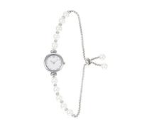 SHINROAD des Femmes précises regardent Un Bracelet Fausse Perle avec Une Sangle réglable Rond hignestone Cadran Robe Formelle décontractée Quartz Cache-Montre de Mode de Mode Accessoire Argent