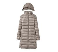 SHINROAD Doudoune longue à capuche pour femme avec capuche - Coupe ajustée - Manteau rembourré mi-long - Vêtement d'hiver léger - Fermeture éclair isolée, kaki, L