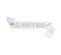 SHINROAD Écharpe unisexe pour remise de diplôme 2025 - Taille universelle - Pour débuter au lycée - Accessoire photo souvenir élégant - Blanc