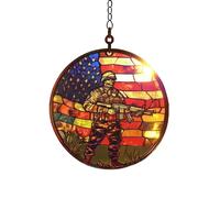 SHINROAD Festive Home Decor Pendentif en acrylique pour fête de l'indépendance Décoration patriotique à suspendre avec cordon Rouge Blanc Bleu étoiles Rayures Décoration pour arbre fenêtre C S