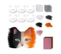 SHINROAD Gardée du Visage peintable 29pcs Kit de Chat Bricolage avec Fausse Fourrure en Fausse Fourrure Tissu à moitié pour Le Jeu de Carnaval d'halloween Play Masquerade Parties Costume léger G