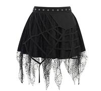 SHINROAD Jupe d'Halloween au-dessus du genou élégante pour Halloween - Mini jupe décorative en toile d'araignée, Noir , L