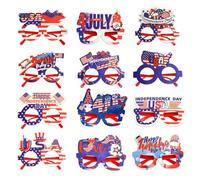 SHINROAD Lot de 1/12 paires de lunettes patriotiques à rayures et étoiles pour le jour de l'indépendance, commémoration des anciens combattants, rouge et blanc