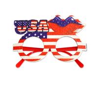 SHINROAD Lot de 1/12 paires de lunettes patriotiques à rayures et étoiles pour le jour de l'indépendance, commémoration des anciens combattants, rouge et blanc, taille L