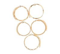 SHINROAD Lot de 5 bracelets réglables en corde pour femme - Fermoir à clip - Chaîne creuse - Couleur unie - Style bohème - Pour tous les jours - Pour fête - Doré - 5 pièces, 5pcs, alliage, Pierre