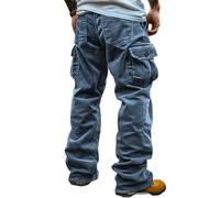 SHINROAD Pantalon de cargaison pour hommes Colorties de collège masculin décontractées de la hauteur moyenne avec un pantalon long de style rétro à poches Bleu ciel L