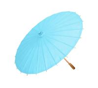 SHINROAD Parapluie en papier coloré avec poignée en bambou, style chinois, artisanat décoratif, peinture à l'huile, parasol vintage léger, bleu, 85 cm