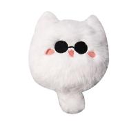 SHINROAD Pendentif de dessin animé de haute qualité corps rond chat chat blanc peluche porte-clés poupée mignon anime chaton figurine peluche décorative jouet doux rembourré porte-clés blanc