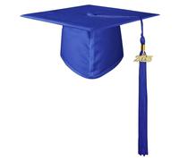 SHINROAD Pendentif doré 2025 décoratif de bon goût tenue de remise de diplôme adulte casquette de remise de diplôme unisexe réglable avec breloque 2025 longs pompons bleus