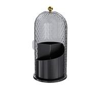 SHINROAD Porte-brosse à dents rotatif avec couvercle Boîte de rangement cosmétique à 360 degrés Organisateur anti-poussière Support de brosse de maquillage multifonctionnel Dessus de salle de bain