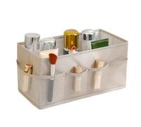 SHINROAD Porte-stylo pliable pour chambre à coucher, boîte de rangement pliable avec poches en filet, grande capacité, organisateur pour sous-vêtements, cosmétiques, papeterie, beige