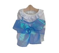SHINROAD Robe de princesse à boutons pour animal de compagnie, chien, chat, jupe sans manches avec fente latérale, nœud en satin respirant et doux pour la peau, tenue d'été petite à bleue, taille S