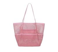SHINROAD Sac de plage grande capacité à bandoulière avec plusieurs compartiments pour femme, sac fourre-tout multi-compartiments, porte-serviette, porte-bouteille d'eau, rose, Taille unique
