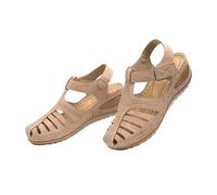 SHINROAD Sandales de gladiateur à bout fermé pour femme, style bohémien avec sangle de cheville réglable, chaussures d'été légères et décontractées pour la plage, camel, 40 EU