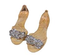 SHINROAD Sandales plates avec faux diamants en PVC transparent pour femme - Bout ouvert - Pour les sorties décontractées dans la rue, doré, 36 EU