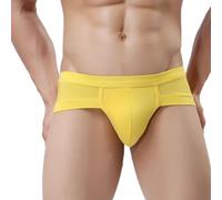 SHINROAD Slip élastique pour homme taille basse couleur unie mince U covex doux respirant anti-septique séchage rapide sans contrainte pochette mâle jaune M