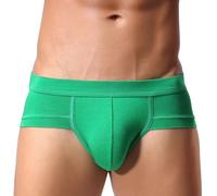 SHINROAD Slip élastique pour homme taille basse couleur unie mince U covex doux respirant antiseptique séchage rapide sans contrainte pochette mâle vert 3XL