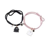 SHINROAD Unique Love Decoration Bracelet 2 pcs Corde Élastique Coeur Aimant Ventouse Fantôme Halloween Pendentif Couple Hommes Femmes Bijoux, Alliage, Pierre secondaire
