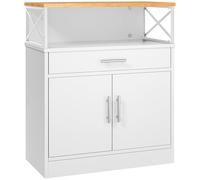 Shintenchi Armoire buffet de cuisine avec étagère réglable, armoire de rangement moderne pour cuisine, armoire de bar à café de ferme, blanc