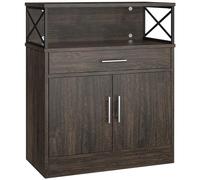 Shintenchi Armoire de rangement de cuisine avec étagères et tiroirs réglables, buffet moderne, buffet en bois avec portes, armoire de sol pour café, bar, salon, marron foncé