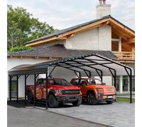 Shintenchi Auvent d'auto Robuste de 6,1 x 6,1 m avec Toit et Cadre en Acier, abri d'auto en métal avec Base améliorée, abri galvanisé d'extérieur surdimensionné pour Voitures, Bateaux et tracteurs