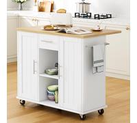 Shintenchi Îlot de cuisine avec rangement, chariot de bar sur roulettes, chariot à micro-ondes roulant pour cuisine avec feuilles tombantes, tiroirs, porte-serviettes, coin salon pour salle à manger