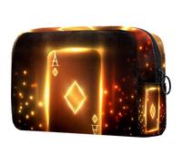 Shiny Ace of Diamonds Poker Card Cosmetic Bag for Women Travel Toiletries Bags Large Makeup Handy Pouch Organizer Bag With Zipper, multicolore, 18.5x7.5x13cm/7.3x3x5.1in, Trousse de toilette