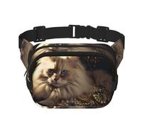 Shiny Cat Fitness Sac à bandoulière de voyage tendance et décontracté Sac banane carré double couche Noir Taille unique, Noir/blanc, One Size