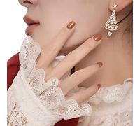 Shiny Christmas Tree Earrings, 2022 New Gold Plated Zircon Christmas Tree Dangle Earrings, Shiny Zircon Christmas Tree Dangle Earrings for Women Girls (Gold)