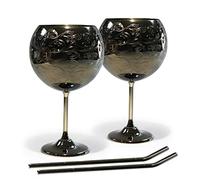 SHINY STAR IN THE DARK SKY Verres à Gin, Lot de 2 Verres à Cocktail en Acier Inoxydable Pour les Amateurs de Gin, 680 ml, Noir.