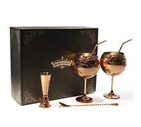 SHINY STAR IN THE DARK SKY Verres à Gin Tonic, Ensemble de Verres à Cocktail en Acier Inoxydable, Cadeau Parfait pour les Amateurs de Gin - 680 ml - Or Rose.