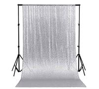 Shinybeauty 4FTX6FT Silver Shimmer Sequin Tissu Photo Booth Toile de Fond Rideaux à Paillettes Panneaux 125cmx180cm Photographie Mariage Photobooth Fond