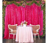 ShinyBeauty Fuchsia Sequin Backdrop Curtain 4FTx8FT Glitter Backdrop Rideau Tissu Arrière-Plans pour la séquence de Photographie Fond Great Gatsby Decorations Party