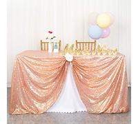 ShinyBeauty Nappe Sequin-125x180cm-Or Rose Sequin Tissu De Mariage Gitter Linge de Table pour la Partie Rectangle Nappe Nappe sans Couture pour Banquet de fête