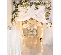 ShinyBeauty Rideaux en Chiffon Transparent Blanc, 2 Panneaux de 29x108 Pouces, Tissu Voile en Chiffon pour Drapé, Panneaux de Décoration de Mariage, Fond en Chiffon Blanc, Polyester pour