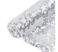 ShinyBeauty tissu à paillettes au mètre, Argent, 1 m, Silber, 1 mètre
