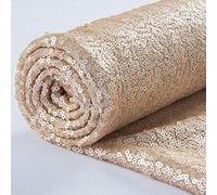 ShinyBeauty Tissu à paillettes par mètre, tissu d'ameublement champagne avec paillettes, tissu scintillant, matériau brillant pour couture, largeur 92 cm.