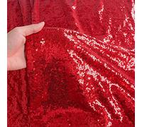 ShinyBeauty Tissu à paillettes rouge pour la couture 1 yard Flip paillettes tissu paillettes tissu scintillant par la cour pour robe de mariée (rouge, 1 yard)
