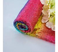 ShinyBeauty Tissu Arc-en-ciel à Paillettes, 1 Yard de Matériau pour Couture, Tissu Brillant Multicolore Idéal pour la Confection de Robes et la Décoration de Mariage ou de Fête.