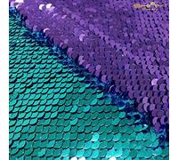 ShinyBeauty Tissu Sirène Turquoise à Violet 1 Mètre Tissu à Paillettes par Mètre, Tissu Réversible à Paillettes pour Robe de Mariée DIY, Robe de Soirée, Tissus d'Upholstery pour la Fête de Noël.