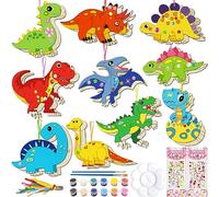 Shinybox Dinosaures en Bois, 20 Pièce Dinosaures Bricolage Bois de Kit, Formes en Bois pour Enfant Dinosaure en Bois, Kit de Bricolage pour Anniversaire D'enfant Jouet Cadeau Dino Fête