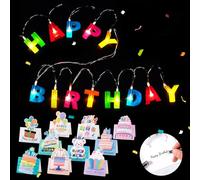 Shinybox Guirlande Lumineuse de Happy Birthday, 13 LED Décoration de Happy Birthday LED avec 10 Cartes D'anniversaire, Guirlandes Lumineuses D'intérieur Fête pour Intérieur et Extérieur