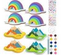 Shinybox Kit de Bricolage en Bois, 8 Pièces Kit Bricolage Enfant 3D Arc en Ciel et Montagnes en Bois à Peindre, DIY Kits de Loisir Creatif pour Enfants, Peinture et Artisanat
