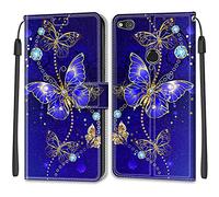 ShinyCase Compatible avec Huawei P8 Lite 2017, PU Leather Portefeuille Protection Cover Anti-Rayures Support Magnétique Téléphone Case pour Huawei P8 Lite 2017 Diamant Papillon