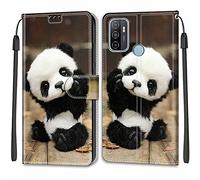 ShinyCase Compatible avec Oppo A53s,Oppo A53 4G Coque Étui, PU Leather Portefeuille Magnétique Téléphone Anti-Rayures Protection Housse pour Oppo A53s,Oppo A32 Bébé Panda
